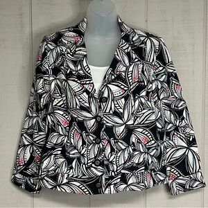 Womens Blazer Jacket Size 8 Buttons‎ Notched Lapel Cotton Geometric Butterfly